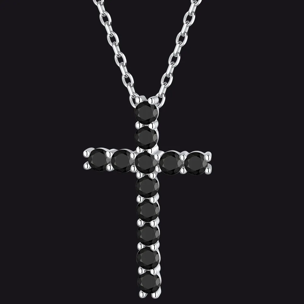 FaithHeart Zirconia Cross Necklace Sterling Silver Crucifix Pendant Necklace