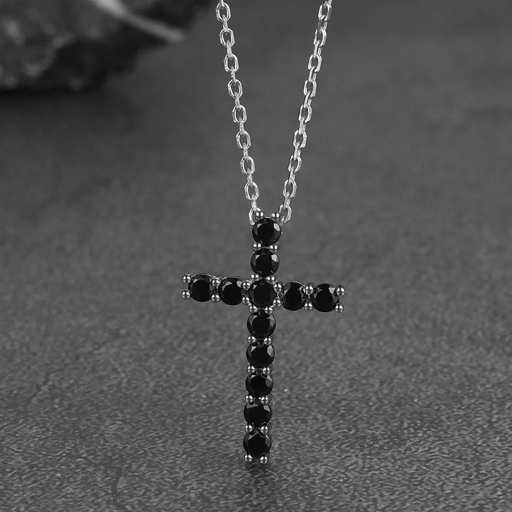 FaithHeart Zirconia Cross Necklace Sterling Silver Crucifix Pendant Necklace
