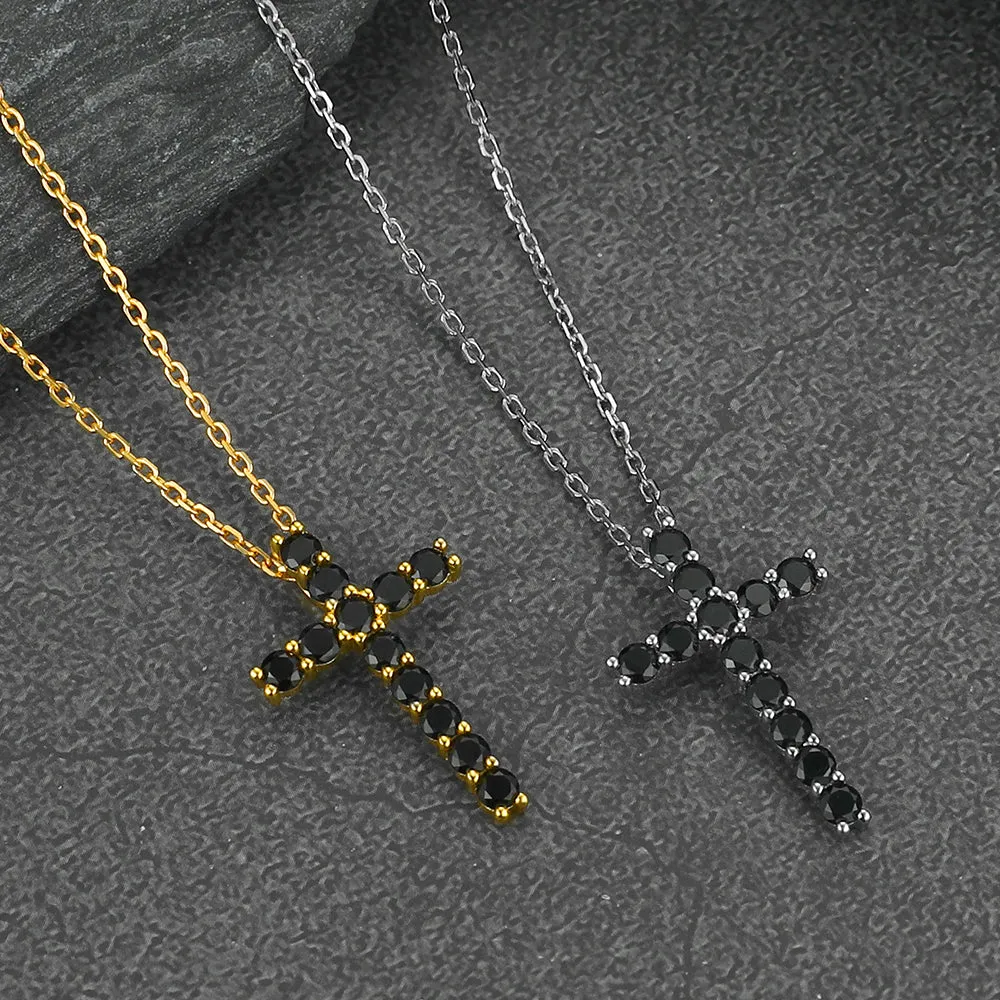 FaithHeart Zirconia Cross Necklace Sterling Silver Crucifix Pendant Necklace