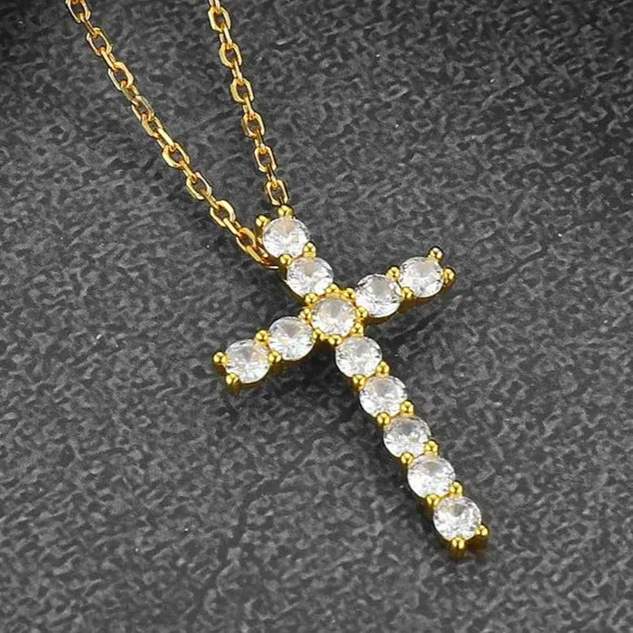 FaithHeart Zirconia Cross Necklace Sterling Silver Crucifix Pendant Necklace