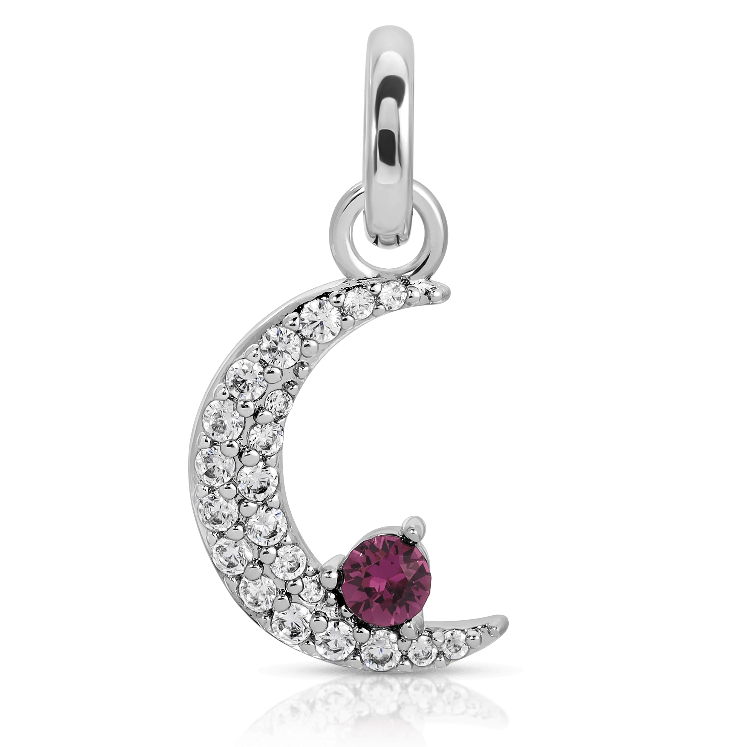 February Amethyst Birthstone Charm - Moon