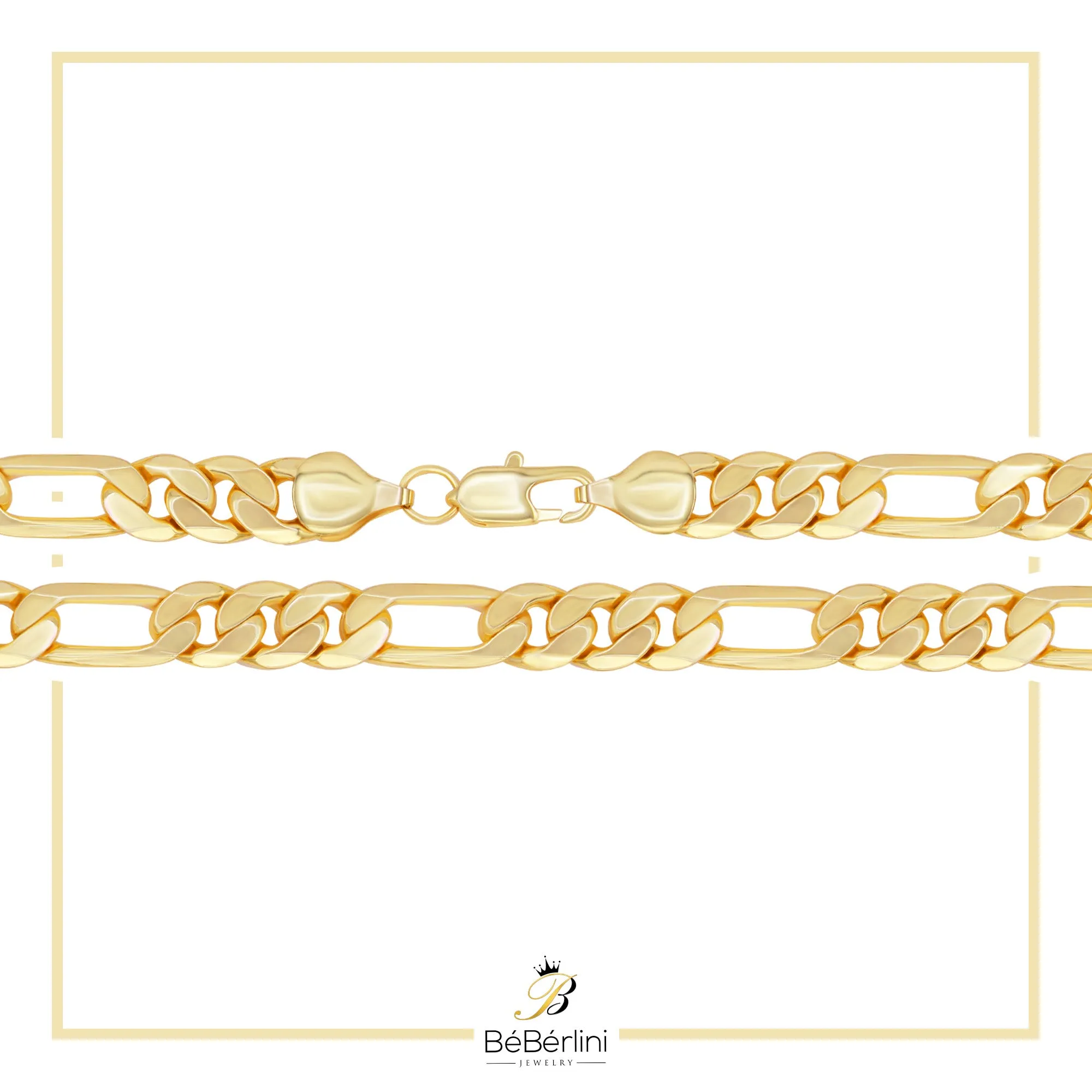 Figaro Chain 14K Gold Filled Bracelet 8.5" Lobster Claw Clasp Jewelry Men 8.4 mm