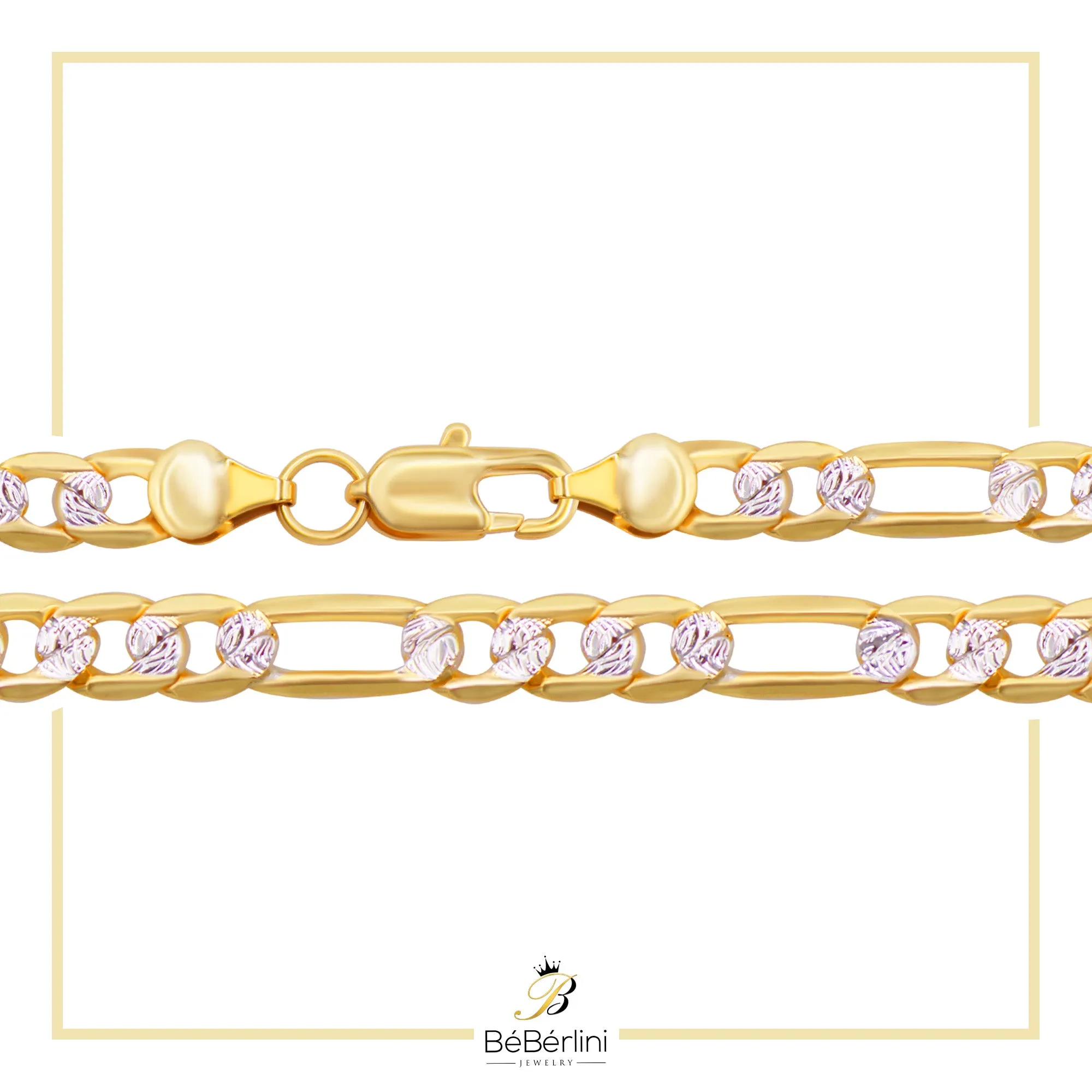 Figaro Diamond Cut Chain 14K Gold Filled Bracelet 8.5" Lobster Claw Clasp Jewelry 6 mm