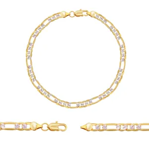 Figaro Diamond Cut Chain 14K Gold Filled Bracelet 8.5" Lobster Claw Clasp Jewelry 6 mm