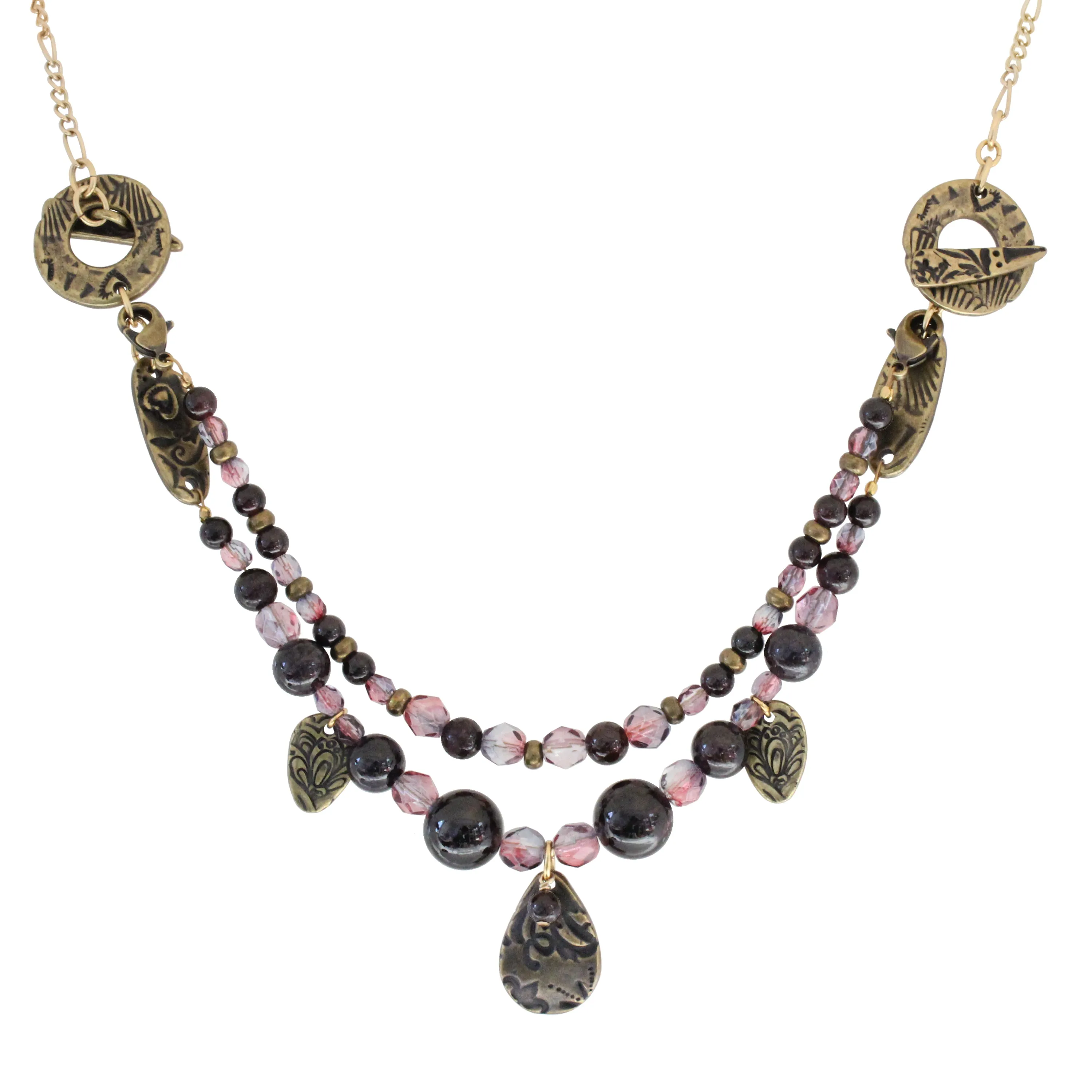 Flora Garnet Fiesta Necklace / convertible - can break down into 3 separate bracelets