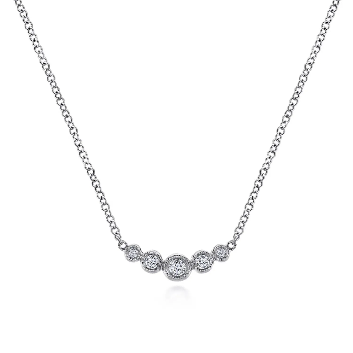 Gabriel & Co. Petite Five Stone Diamond Bar Necklace