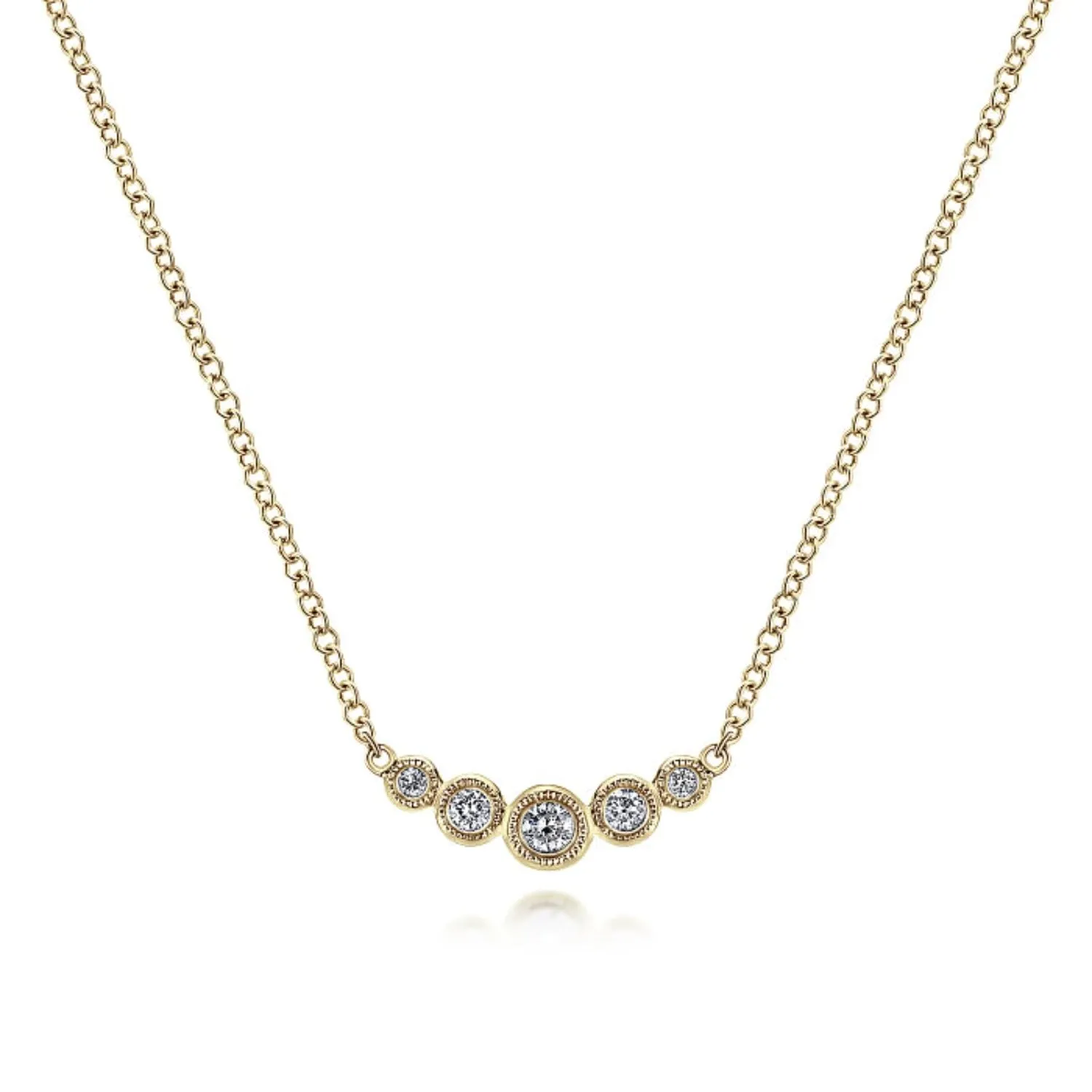 Gabriel & Co. Petite Five Stone Diamond Bar Necklace