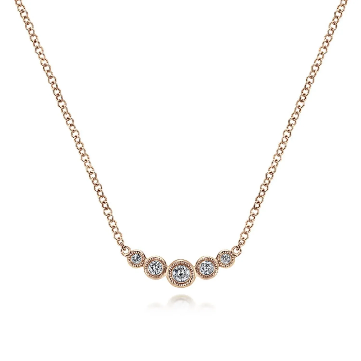 Gabriel & Co. Petite Five Stone Diamond Bar Necklace