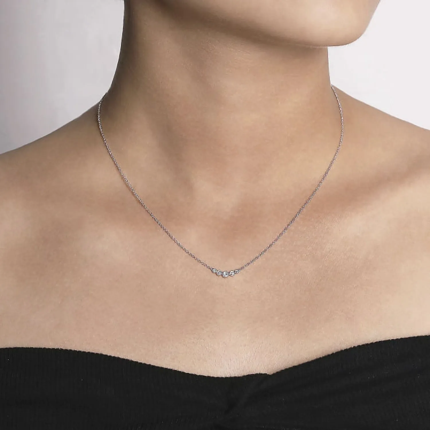 Gabriel & Co. Petite Five Stone Diamond Bar Necklace