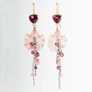 Gaia Strawberry Quartz Flower Dangles