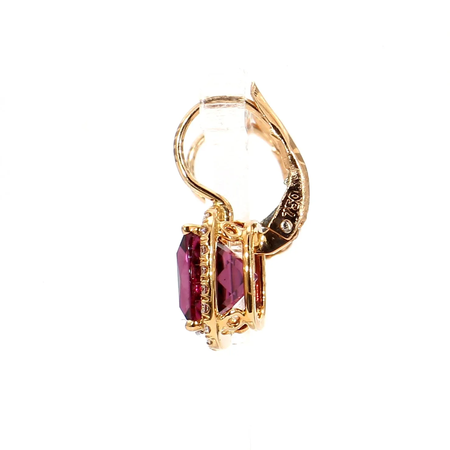 Garnet & Diamond Halo Drop Earrings
