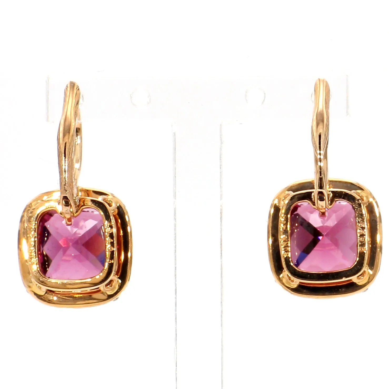 Garnet & Diamond Halo Drop Earrings