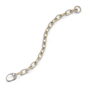 GARNETT 18K GOLD ALL DIAMOND CHAIN LINK BRACELET WITH DIAMOND OVAL CLASP