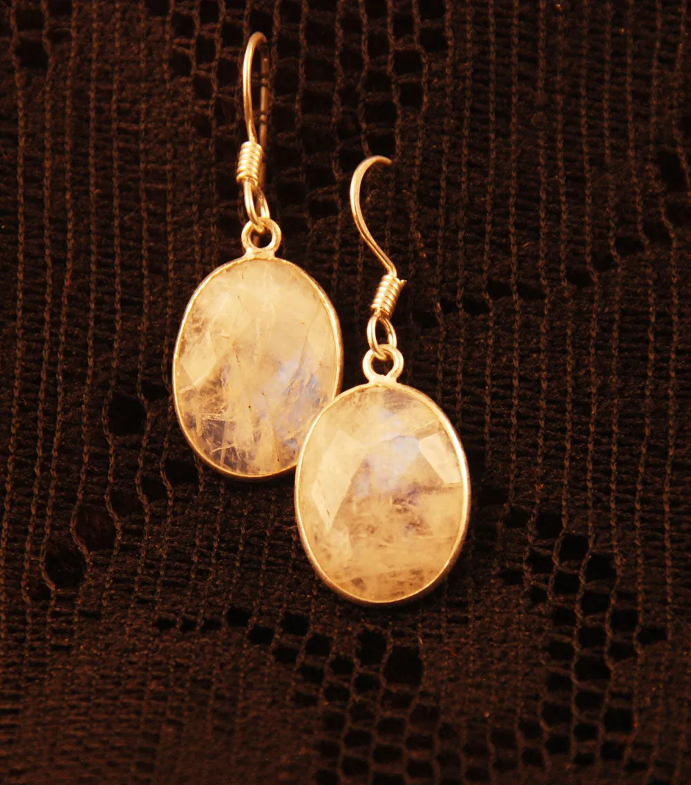 Gemstone Drop Earrings - Silver