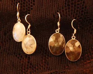 Gemstone Drop Earrings - Silver
