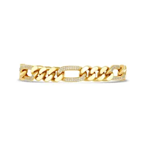 Gents 18K Yellow Gold Diamond Cuban Link Bracelet