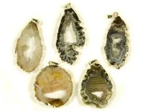 Geode and Quartz Pendant Necklace w/ Silver accents - gift packaged