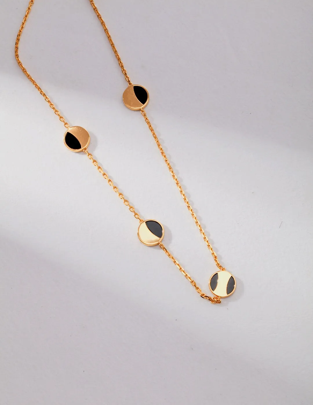 Geometric Round Black Onyx Necklace
