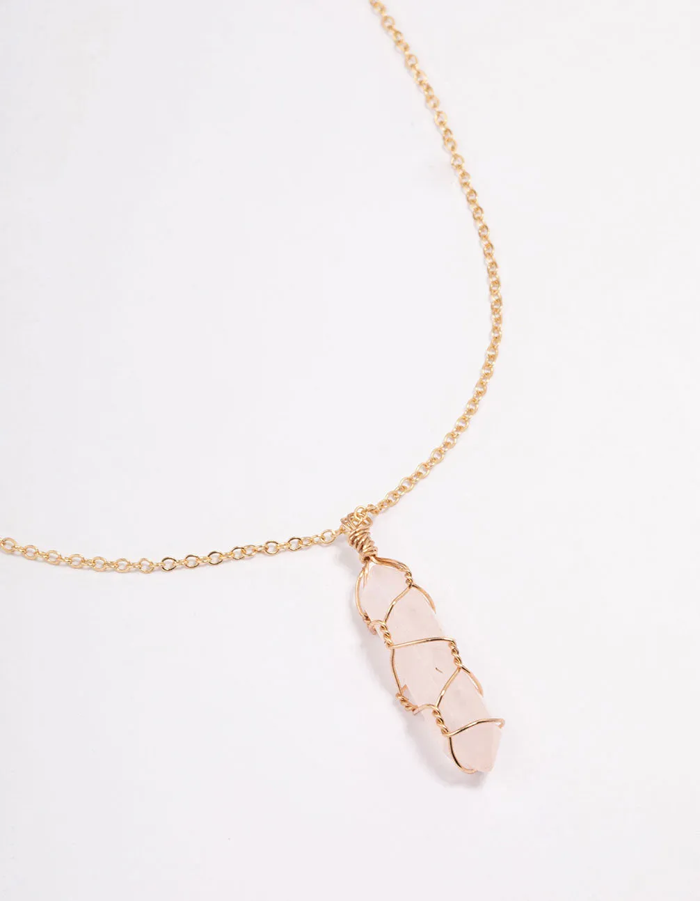 Gold Clear Quartz Wire Shard Pendant Necklace