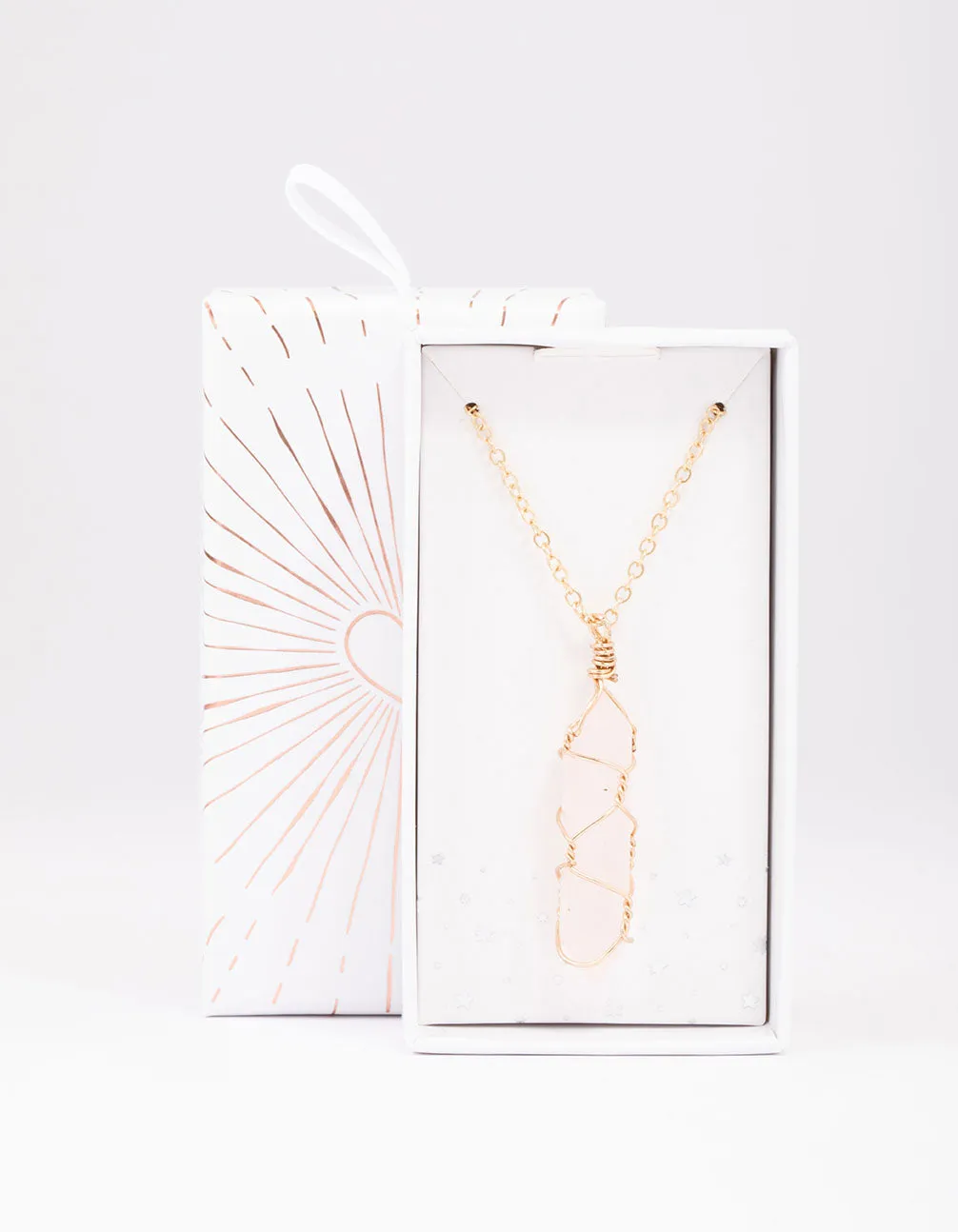 Gold Clear Quartz Wire Shard Pendant Necklace