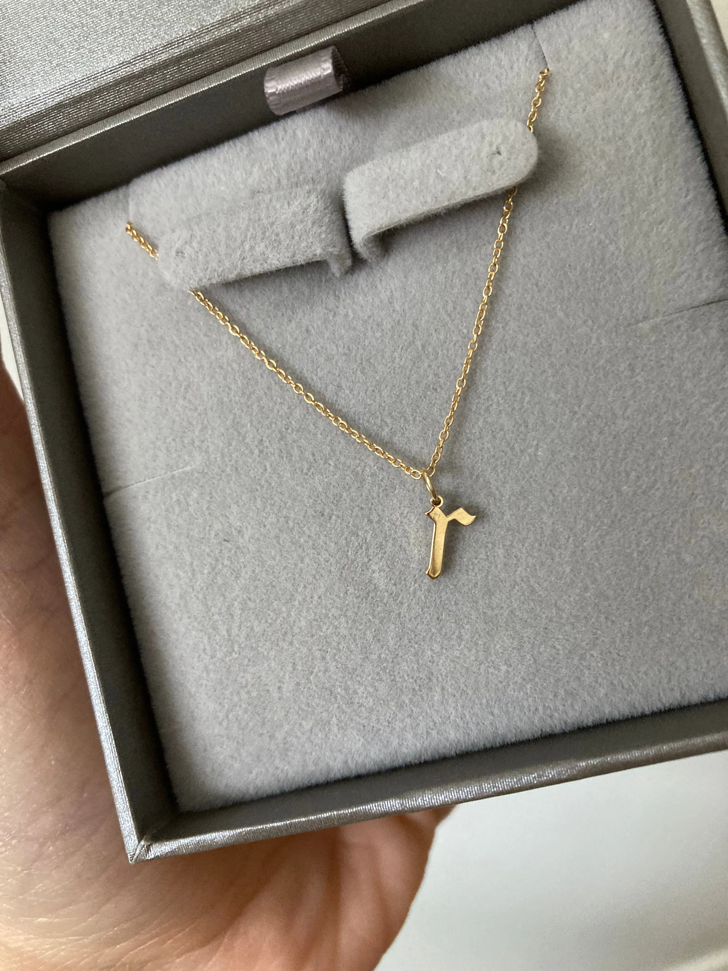 Gold Gothic Initial Pendant