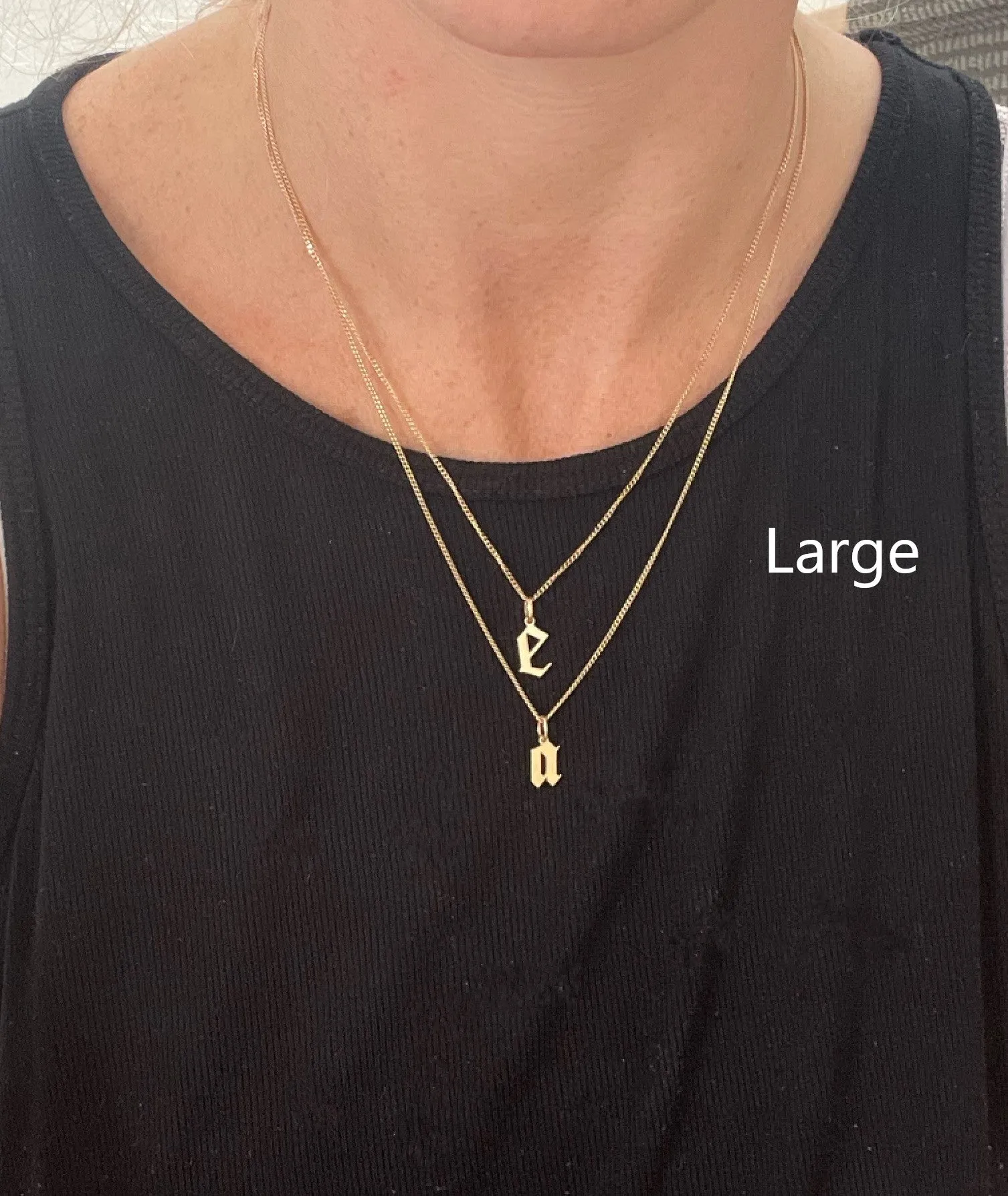 Gold Gothic Initial Pendant