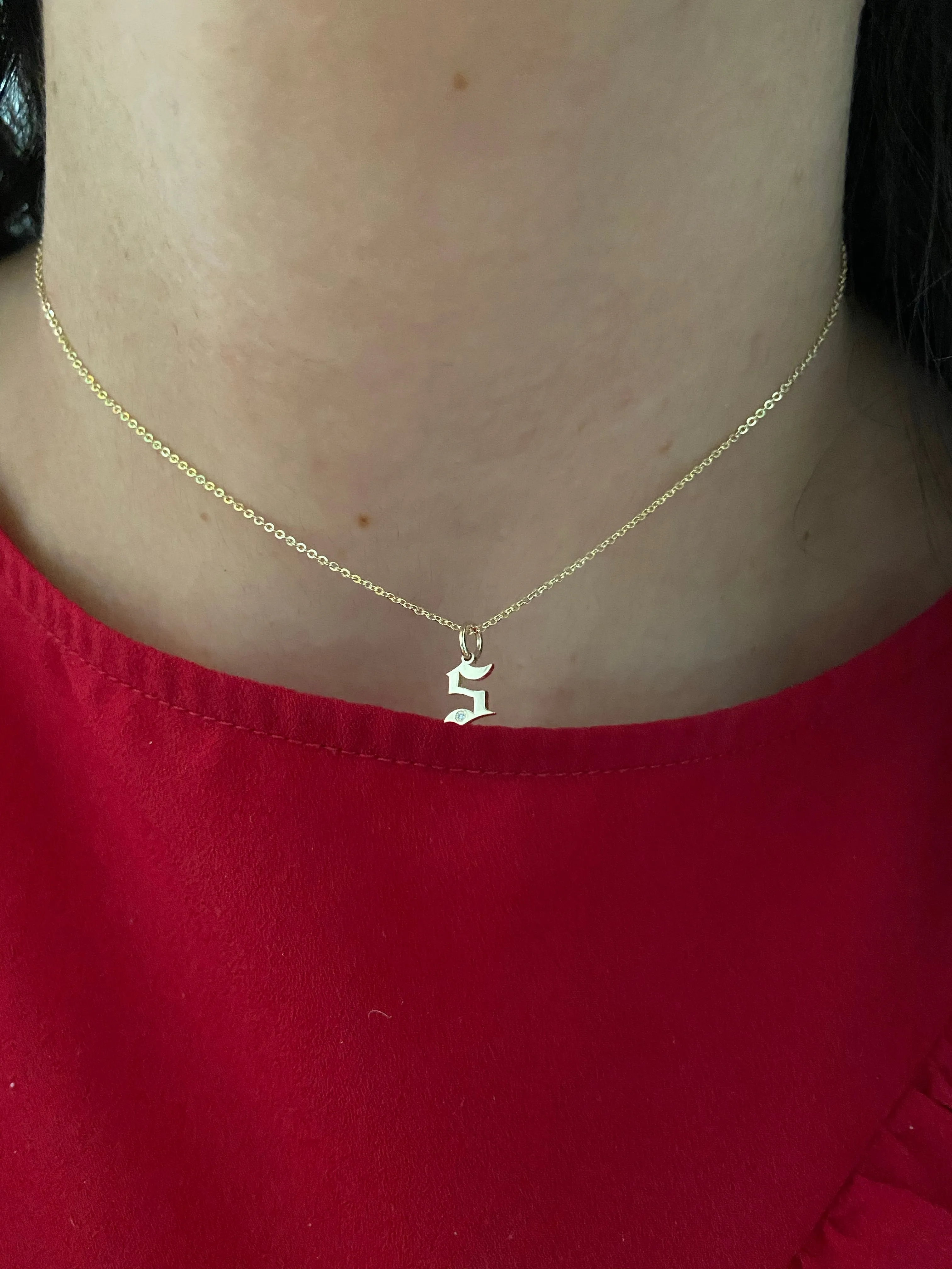 Gold Gothic Initial Pendant
