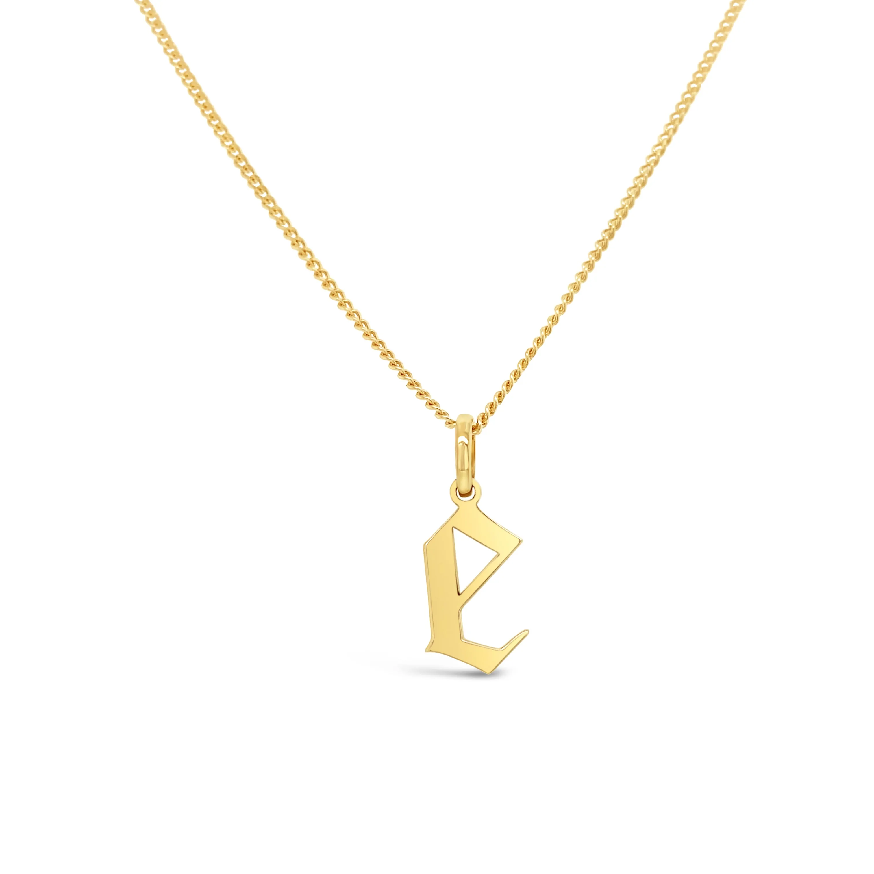 Gold Gothic Initial Pendant