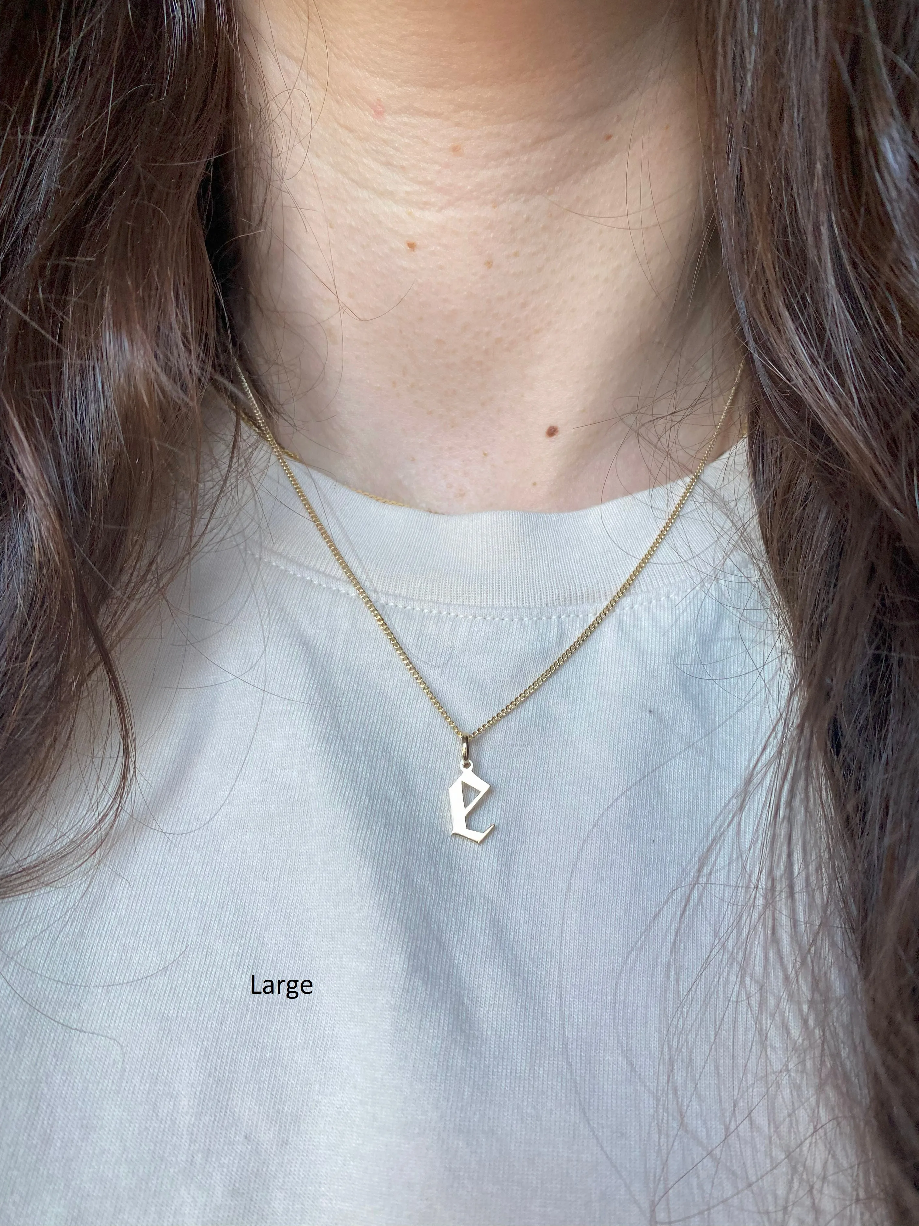 Gold Gothic Initial Pendant