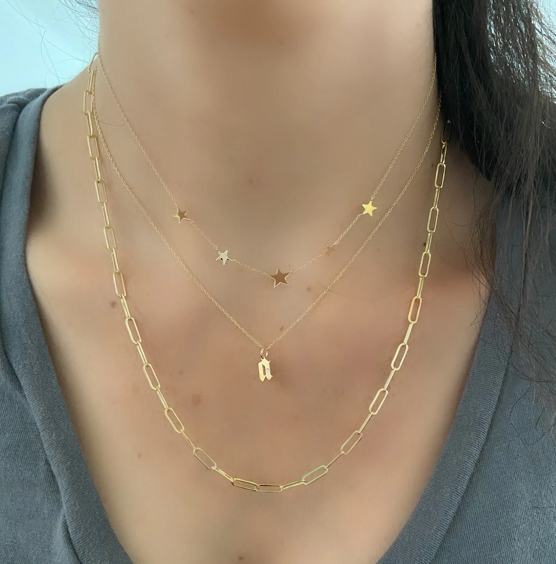 Gold Gothic Initial Pendant