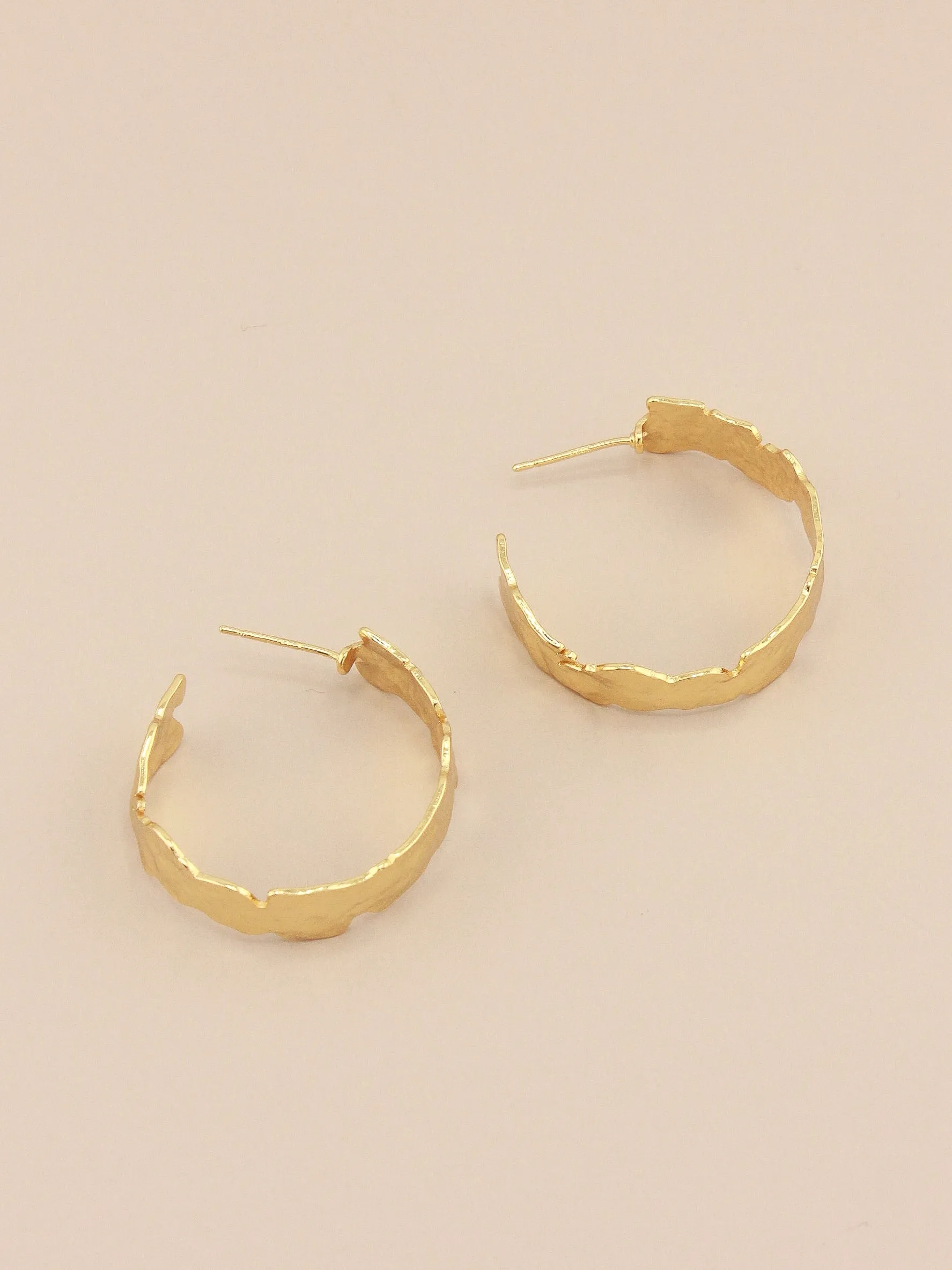 Gold Hammered Hoops