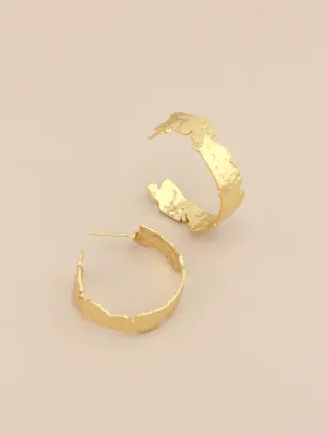 Gold Hammered Hoops