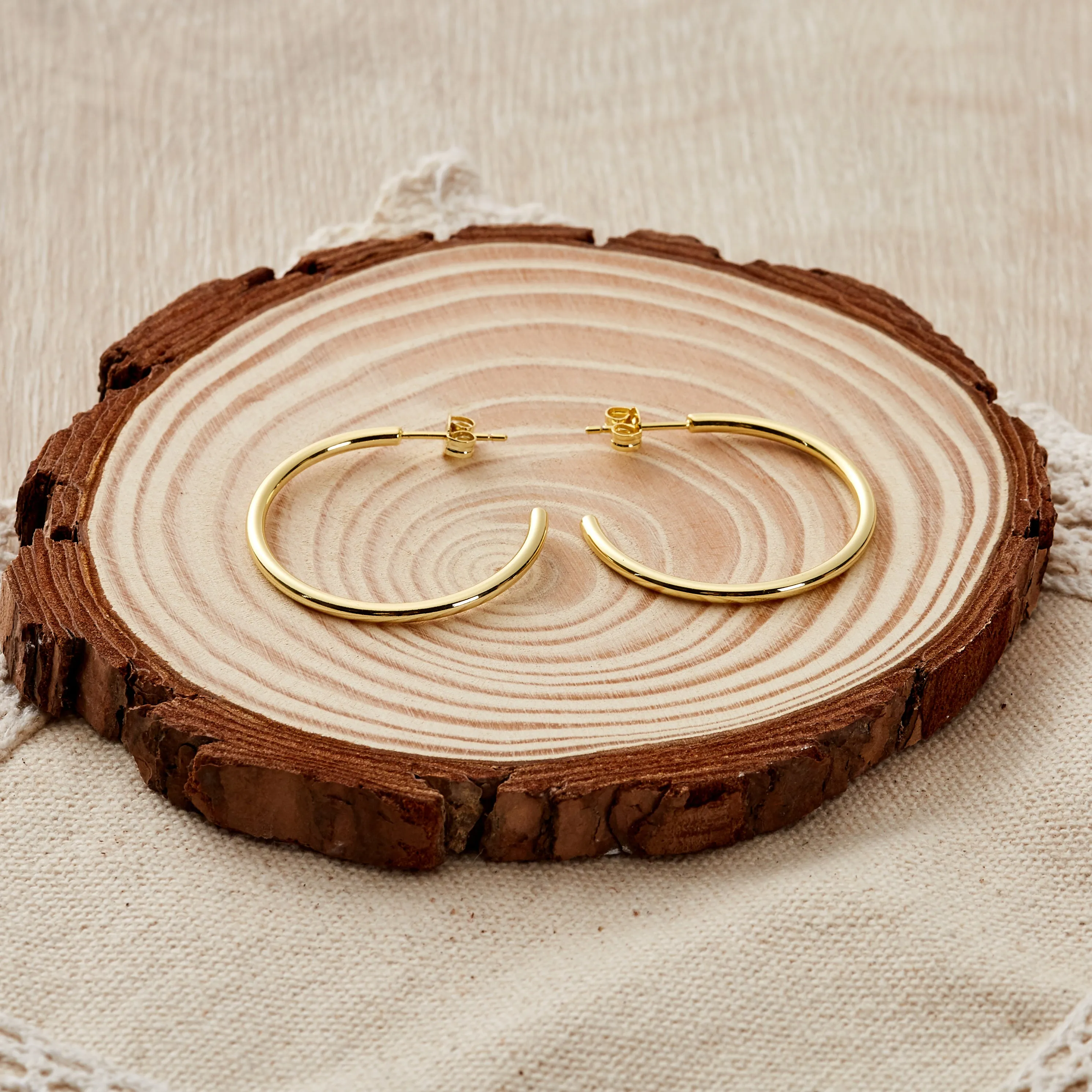 Gold Plated Round Hoop Earrings