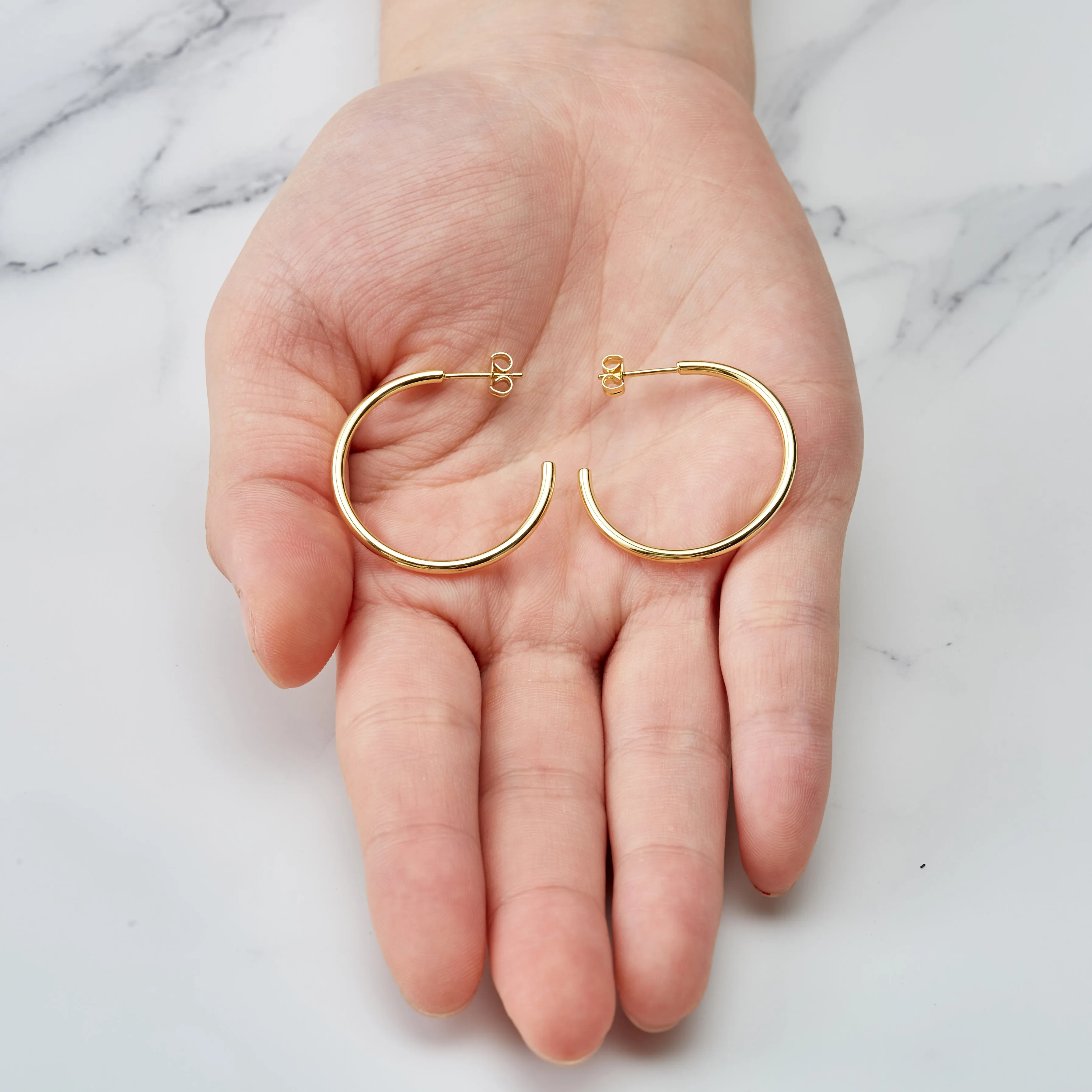 Gold Plated Round Hoop Earrings