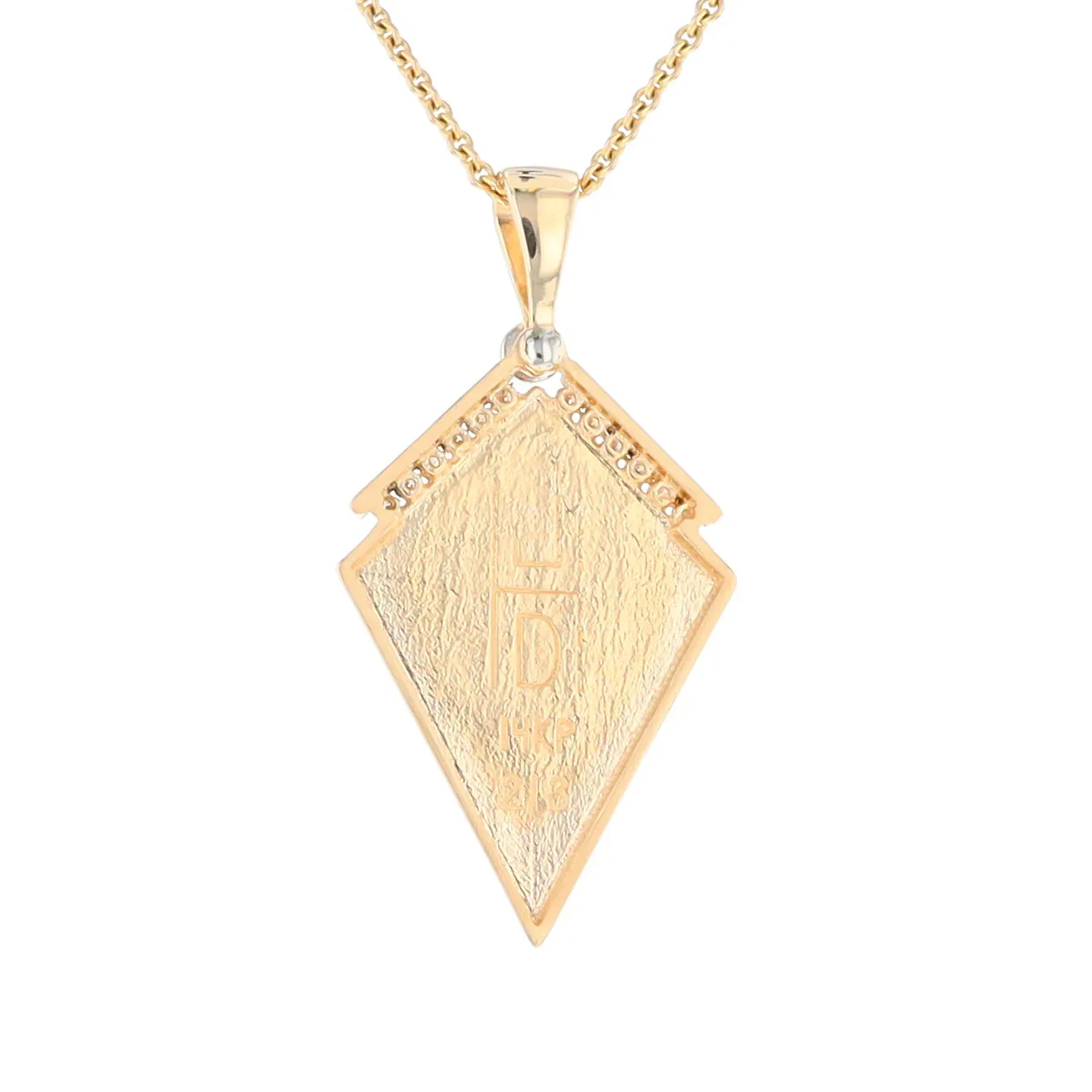 Gold Quartz Necklace Kite Shape Inlaid Pendant with .27ctw Diamonds