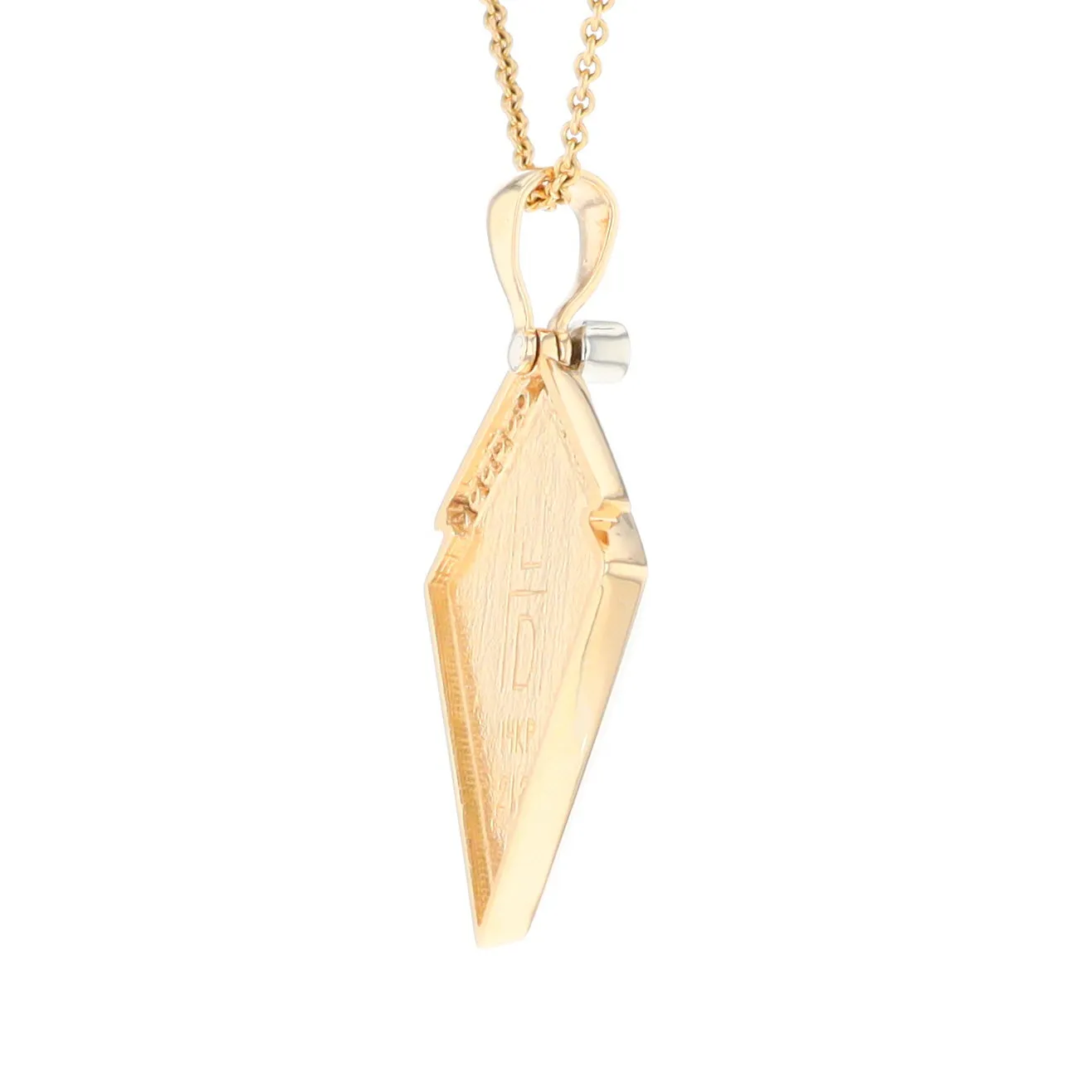 Gold Quartz Necklace Kite Shape Inlaid Pendant with .27ctw Diamonds