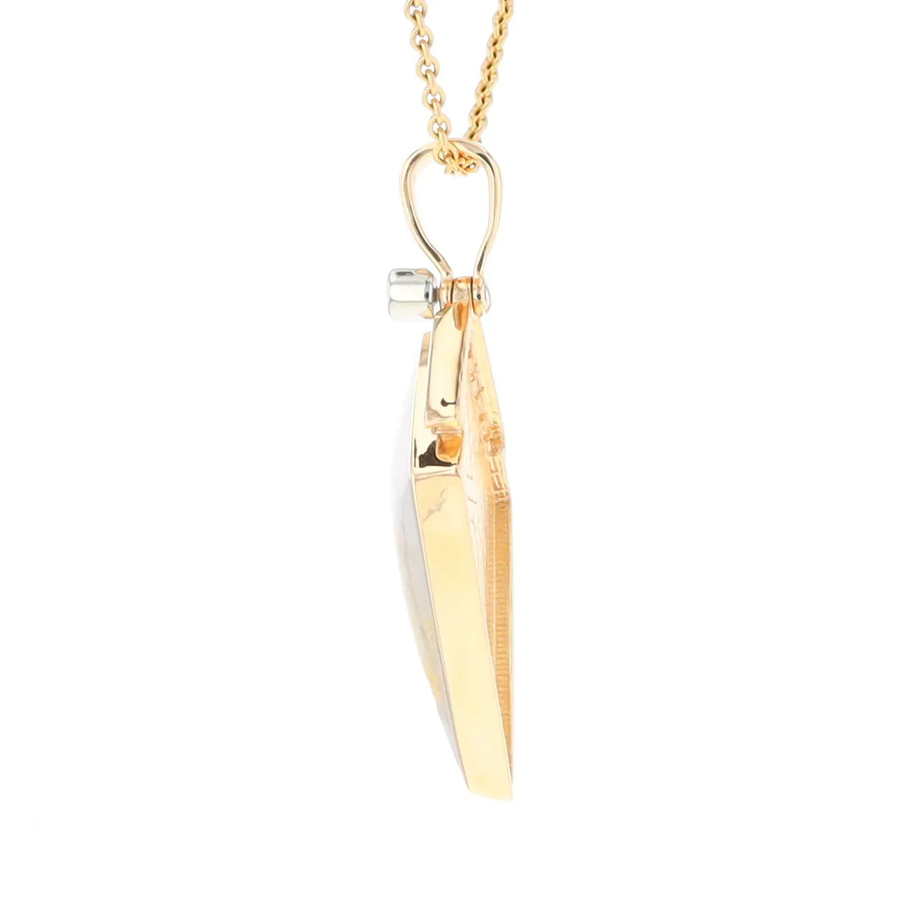 Gold Quartz Necklace Kite Shape Inlaid Pendant with .27ctw Diamonds