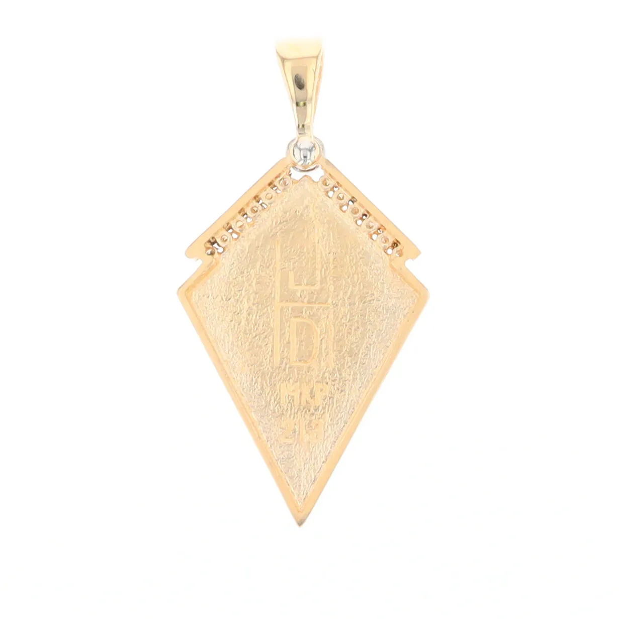 Gold Quartz Necklace Kite Shape Inlaid Pendant with .27ctw Diamonds