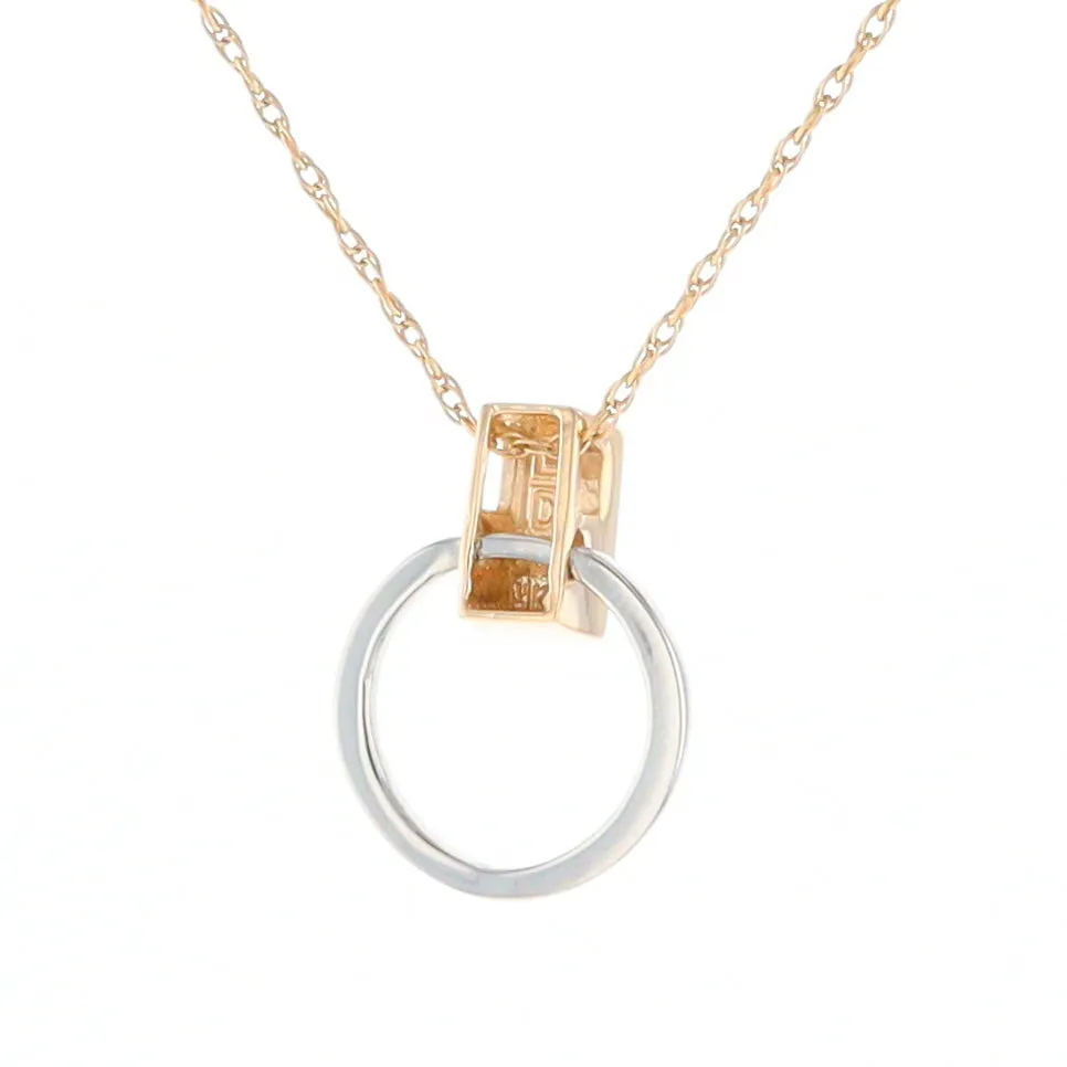 Gold Quartz Necklace Rectangle Inlaid Circle Knocker Design Pendant