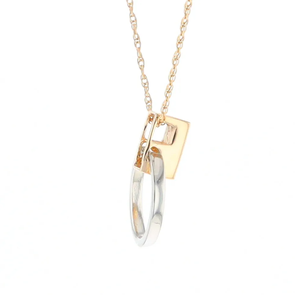 Gold Quartz Necklace Rectangle Inlaid Circle Knocker Design Pendant