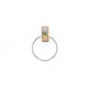 Gold Quartz Necklace Rectangle Inlaid Circle Knocker Design Pendant