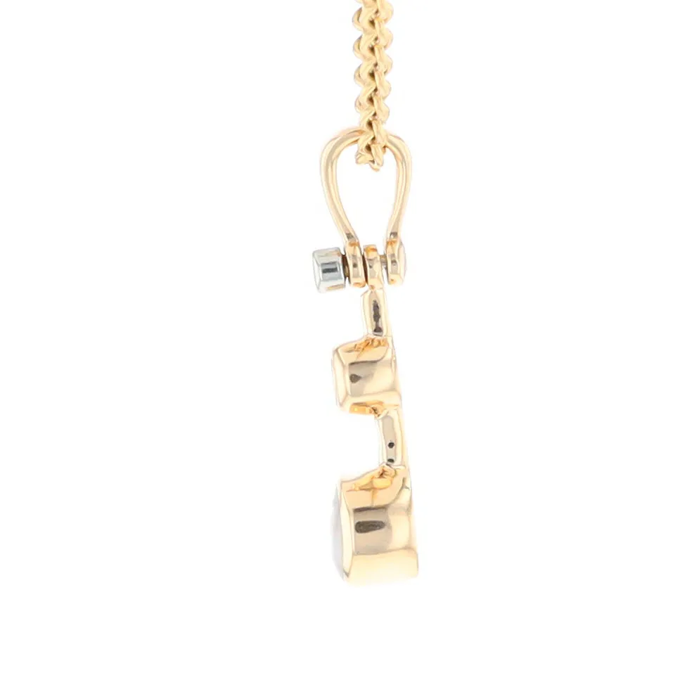 Gold Quartz Necklace Round Inlaid Design Pendant With .10ctw Round Diamond