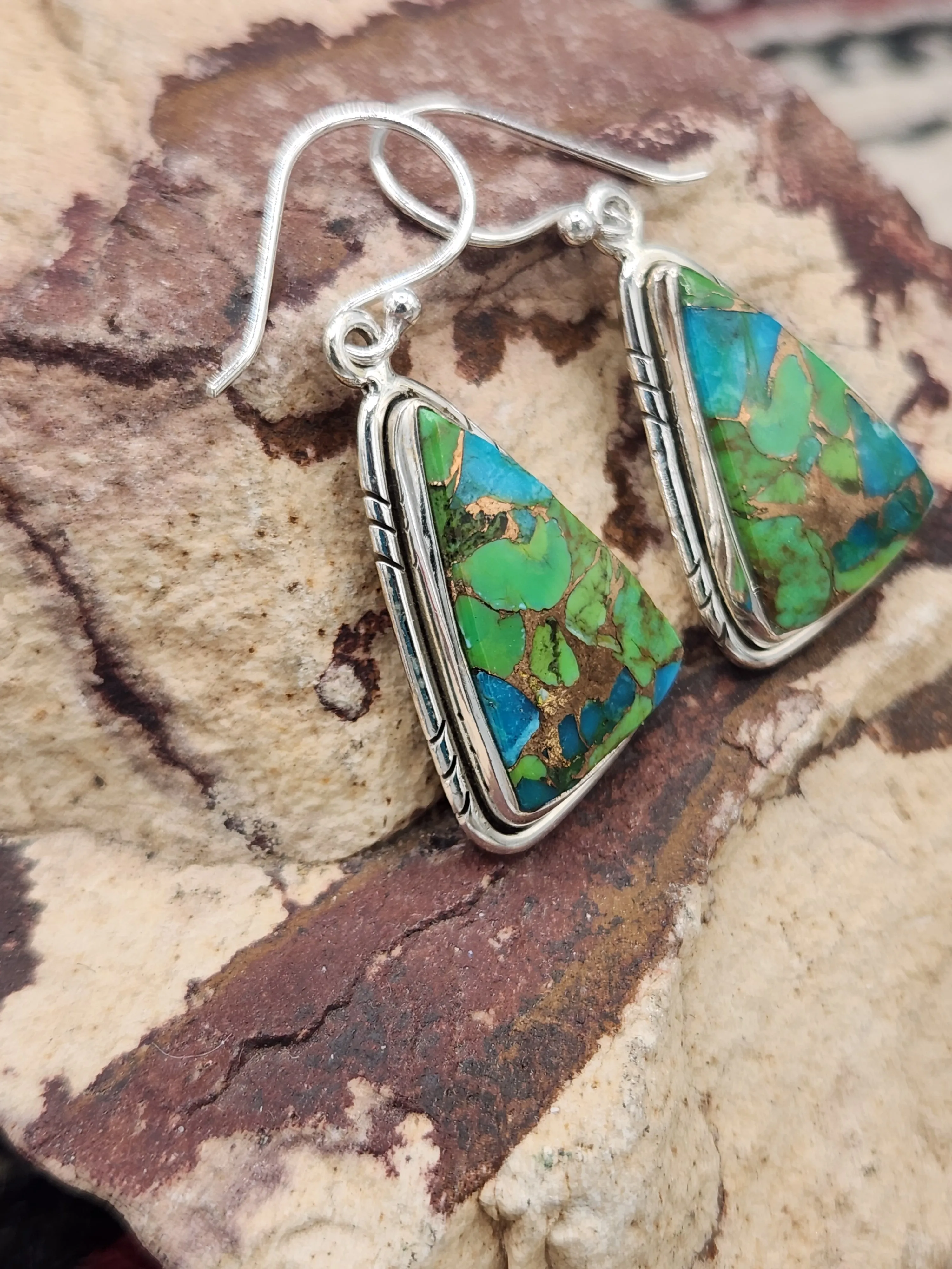 GREEN COPPER TURQUOISE PENDANT & EARRING SET