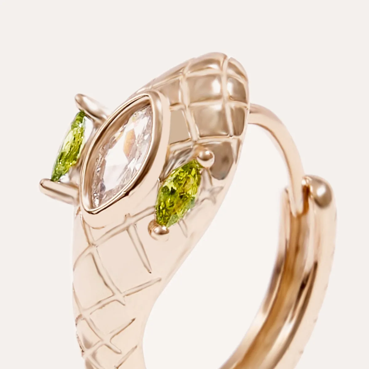 Green Peridot Snake Hoop Earrings in 14kt Gold Over Sterling Silver