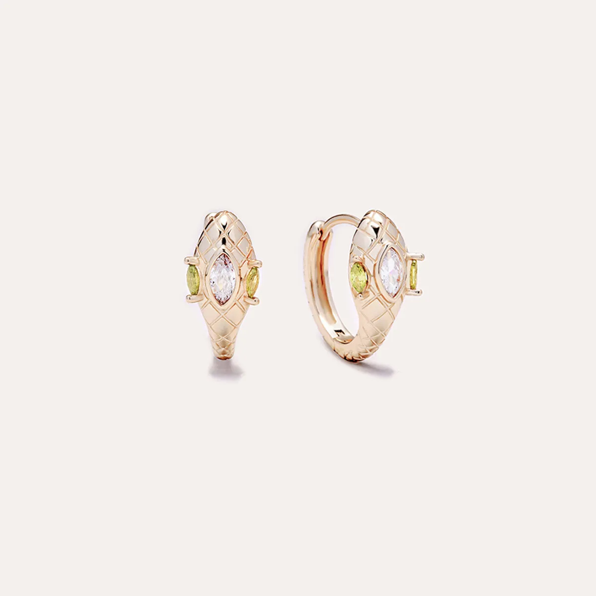 Green Peridot Snake Hoop Earrings in 14kt Gold Over Sterling Silver
