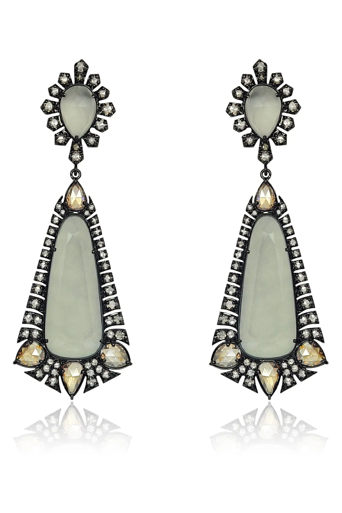 Grey Moonstone Drop Earrings