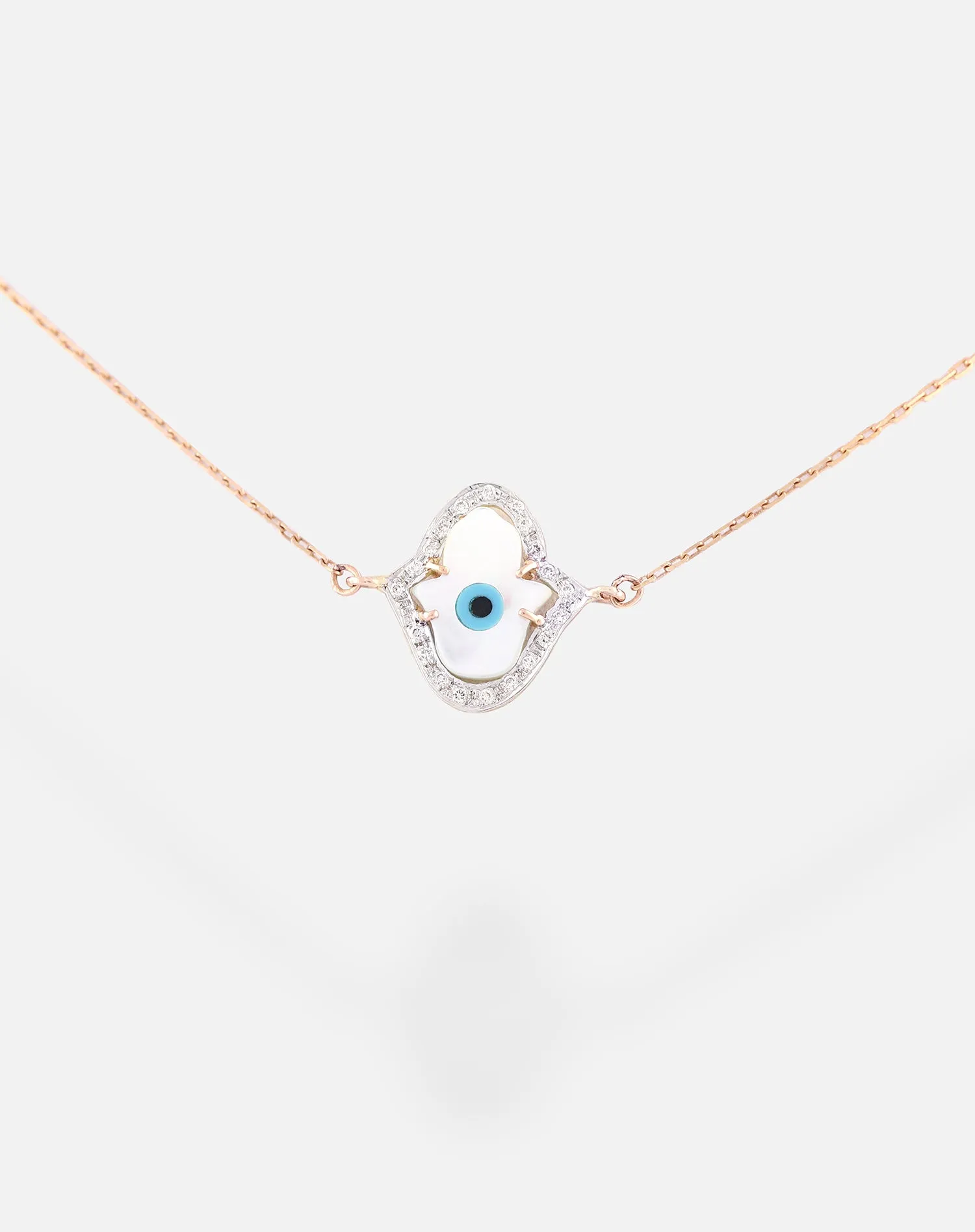 Hamsa Hand Evil Eye Diamond Necklace