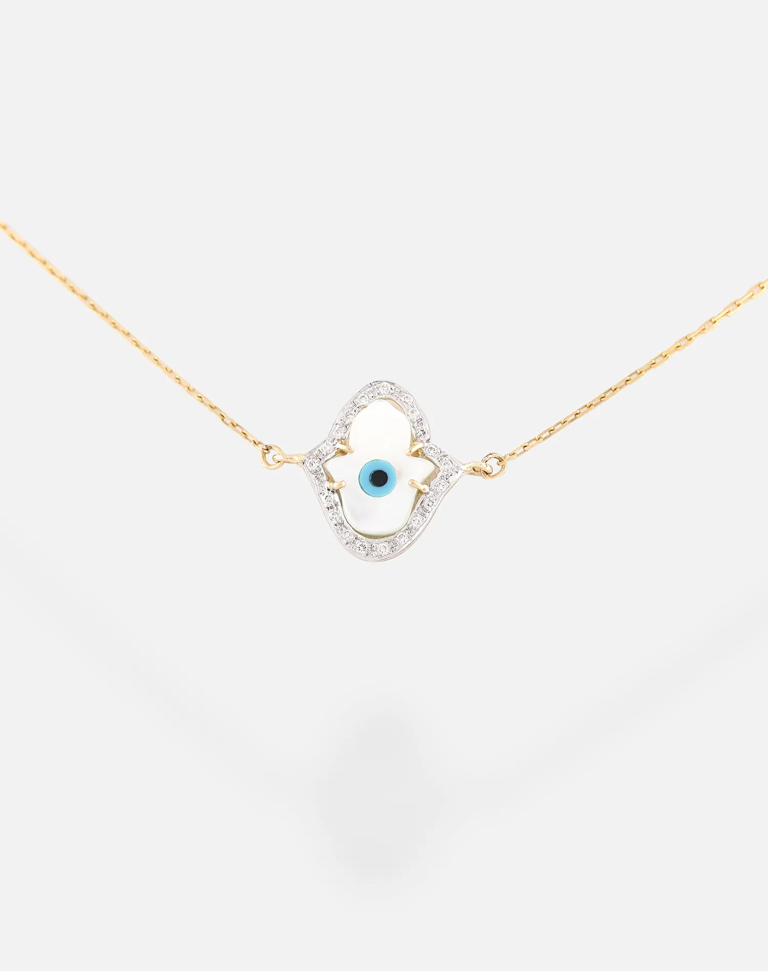 Hamsa Hand Evil Eye Diamond Necklace