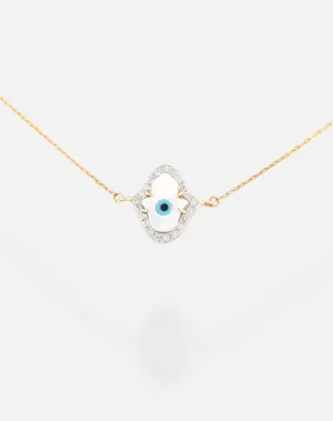 Hamsa Hand Evil Eye Diamond Necklace