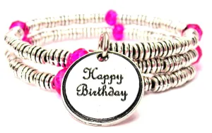 Happy Birthday Circle Curly Coil Wrap Style Bangle Bracelet